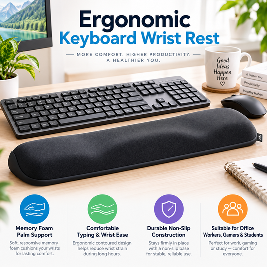 TRUPEM Ergonomic Keyboard Wrist Rest | Memory Foam Palm Support Design | Supports Comfortable Typing, Wrist Ease & Long Desk Sessions | Durable Non-Slip Construction | Suitable for Office Workers, Gamers & Students