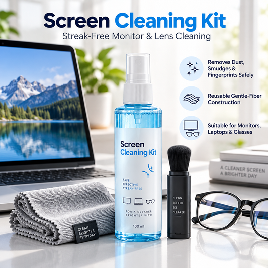 TRUPEM Screen Cleaning Kit | Streak-Free Monitor & Lens Cleaning Design | Removes Dust, Smudges & Fingerprints Safely | Reusable Gentle-Fiber Construction | Suitable for Monitors, Laptops & Glasses